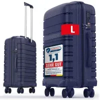GENTOR Koffer Reisekoffer Hartschalenkoffer Travel Trolley Rollkoffer Handgepäck 4 Rollen im Set (M/L/XL) TSA-Schloss Schwarz & Dunkelblau L Dunkelblau