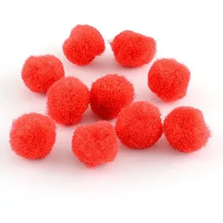 Pompons Pompon 10mm 50stk Bommel Nähen Tilda Basteln Borte Rot Rund für Schmuck Baumwolle (Rot)