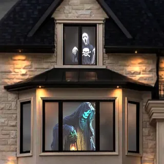 76,2 x 134,6 cm holografische Rückprojektionsleinwand, mit Montage, faltbar und tragbar, Anti-Falten, Innenprojektion, doppelseitiger Videoprojektor-Leinwand, für die Projektion von Halloween-Videos,