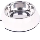 Hunde- und Katzennapf, Ø 17.5 cm, Höhe 5 cm, 350 ml, Melamin/Edelstahl/Gummi, weiß