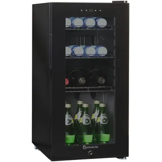 sommertal Kühlschrank GK50– Leiser Getränkekühlschrank mit LED, Touchscreen & Schloss kleiner Flaschenkühlschrank schwarz 50L
