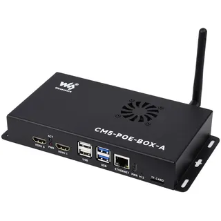 Waveshare Compute Module 5 IO Board, Compatible with All Variants of Raspberry Pi CM5, with PoE Feature, Bundle with PoE Base Board + Case + Power Supply Adapter