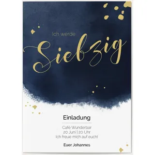 Einladungen zum 70. Geburtstag Blau online gestalten und bestellen - Goldene Feier | Wunderkarten.de