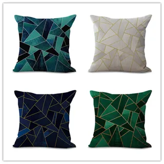 Kissenbezug 80x80 Grün Blau Weiß Kopfkissenbezug 80x80 Sanft Baumwolle Leinen sofakissen mit Reißverschluss Dauerhaft Kissenbezüge 80x80 Knitterfreie Starke Atmungsaktivität Couchkissen 4 Pcs