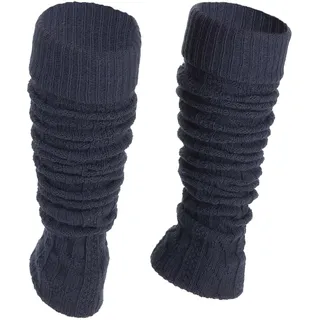 Ateena Stulpen Damen aus Wolle und Acryl, Weiche Winter Beinstulpen in Zopfmuster, Beinwärmer für Tanz, Ballett, Klobige Stiefelmanschetten in Einheitsgröße - Navy Blau New - S/M-38CM