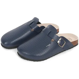 Professionelle Clogs Krankenschwester mit Innensohle Echte Leder - Verstellbare Pantoletten Herren Frauen Krankenhaus Pflegekräfte - Ärzte Schuhe Draußen Indoor Garten Sommer Winter (Blau, 42 EU) - 42 EU
