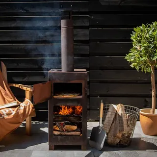 Esschert Design Terrassenofen mit Pizzaofen Rostbraun