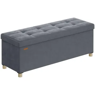 Songmics Sitzbank Samt Schiefergrau 38 x 110 x 40 cm