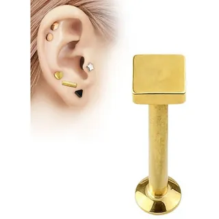 Taffstyle Piercing-Set Modernes Madonna Dreieck Viereck Kreis Stern Herz, Piercing Tragus Helix Ohr Cartilage Stab Labret Stecker Monroe Lippe goldfarben Stablänge 8mm