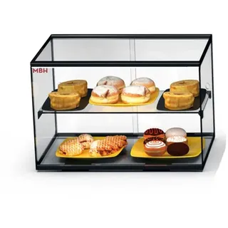 MBH - MAQUINARIA BAR HOSTELERIA MBH - Neutrale Doppelvitrine 55 cm, 2 Ebenen, für Gastronomie. Neutrales Glasdisplay für Bars und Restaurants.