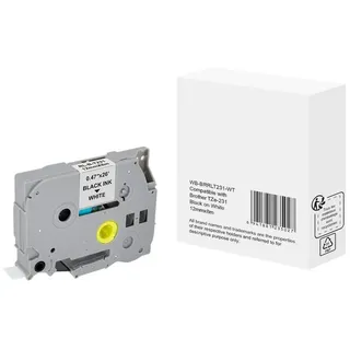 Brother P-touch Beschriftungsband Kompatibel Brother TZe-231 5BRT231-WT Haftend Schwarz auf Weiß 12 mm x 8 m