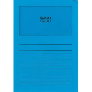 ELCO 73695.32 Ordo classico Verpackung mit 10 Dokumentenhülle aus Papier mit Linienaufdruck, 220x310, 120g, intensivblau, Fenster: ja