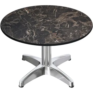 CPBL | Compact Loungetisch | Ø:H 60 x 42 cm | Cappuccino-Marmor / Aluminium | Klappbar | Zusatzgewicht