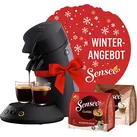 PHILIPS SENSEO® CSA210/69 im Winter-Design inkl. 1x Senseo Classic Pads u. Cappuccino Pads, Milder oder starker Kaffee, 0.7L Wassertank Padmaschine, Schwarz