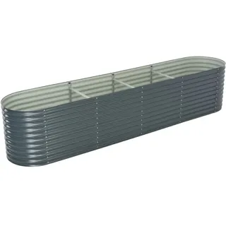vidaXL Garten-Hochbeet verzinkter Stahl 400 x 80 x 81 cm Grau