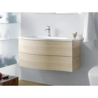 burgbad Sinea 1.0 Waschtisch mit Unterschrank | 2 Schubladen##Beckenmulde Rechts Weiß Glänzend Weiß Solid Matt L2 Armaturlo .. WTU091E-PN242