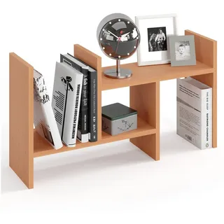 KOMTO Bücherregal Shelf K Tischregal Schreibtisch Aufsatzregal Desktop Regal Klein, Küchenregal Stehend für Arbeitsplatte 51-97 х 20 х 40 cm braun