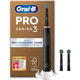 Oral B Oral-B Pro 3 Plus Edition Elektrische Zahnbürste, 3 Aufsteckbürsten, mit visueller 360° Andruckkontrolle für Zahnpflege, Designed by Braun, Black