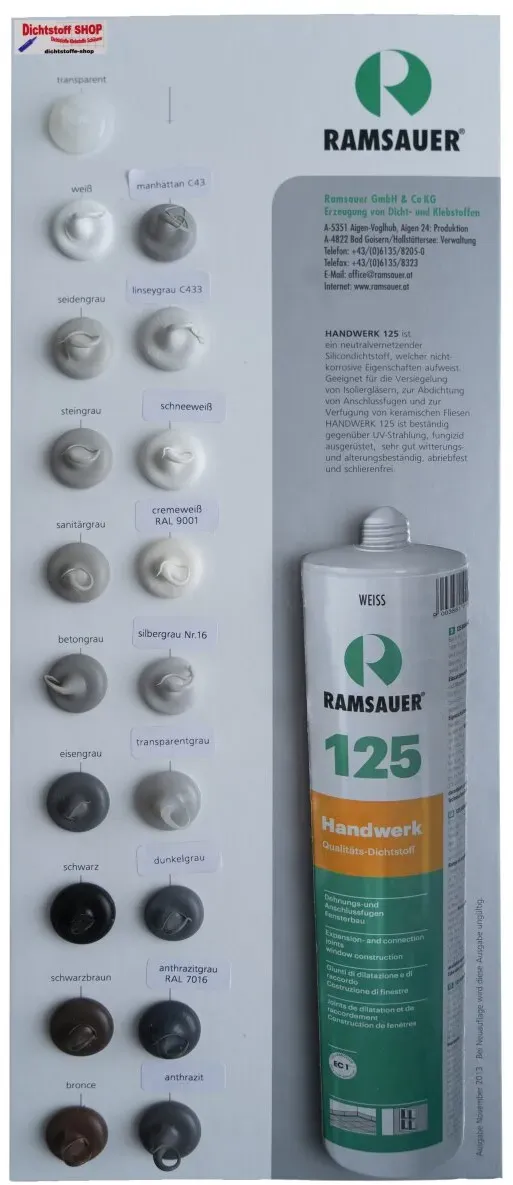 Ramsauer 125 Handwerk Silikon Dichtstoff Farbkarte-Tupfenkarte