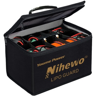 Lipo Safe Bag Feuerfeste, explosionssichere Tasche, Organizer, große Kapazität, Lipo Guard Safe Pouch für Lipo Batterie, Lagerung & Transport & Aufladen mit robustem Griff und Netztasche