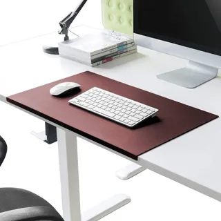 Schreibtischunterlage mit Kantenschutz gewinkelt / 90° abgewinkelt Rutschfeste Weichem Leder Schreibunterlage Mausunterlage für Büro Hause Office Laptop PC Pad, 60 x 40 cm, Rot
