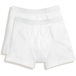 Fruit of the Loom Classic Boxer, Klassisch geschnittene Shorts mit längerem Bein im 2er Pack, weiß, S