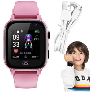 Kinder-Handyuhr, Bezaubernde Smartwatch, wiederaufladbarer Akku, GPS-Uhr mit -Standort, kompakte Kinder-Handyuhr, tragbare Smartwatch für Kinder, und Mädchen