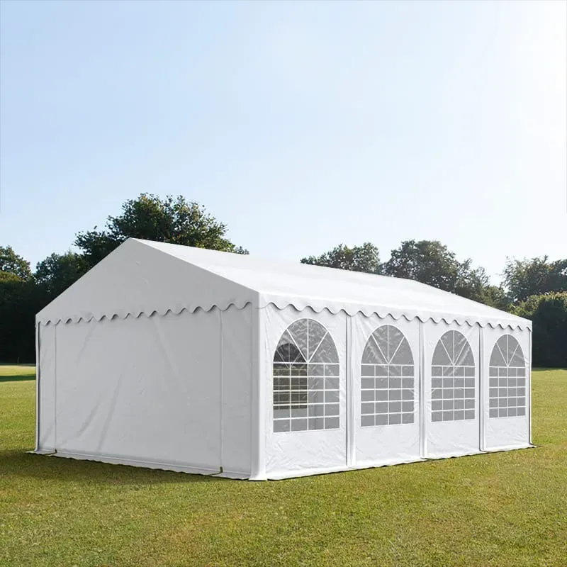 TOOLPORT PRO 5x8m Partyzelt, PVC-Plane, weiß, mit Bodenrahmen - (8525BL)