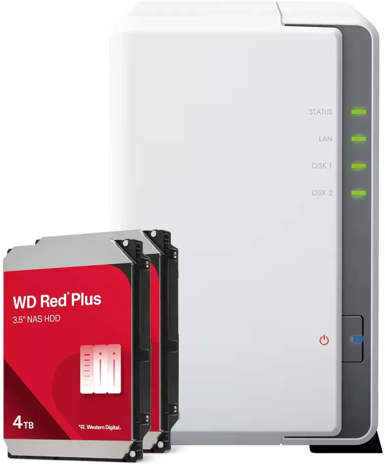 Synology DS223j 8TB WD Red Plus NAS-Bundle NAS inkl. 2x 4TB WD Red Plus 3.5 Zoll SATA Festplatte