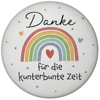 speecheese Regenbogen Magnet rund mit Spruch Danke für die kunterbunte Zeit Perfekte Präsentidee für Erzieher und Erzieherinnen in Kita und Kindergarten bunt und von Herzen
