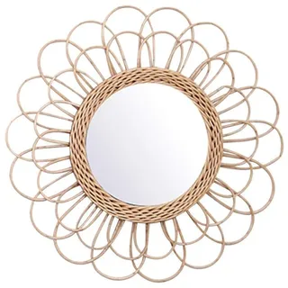 Guajave Hängespiegel, Rattan, Sonnenblume, rund, Wandspiegel, Dekoration, Boho-Korbgeflecht, Make-up-Spiegel