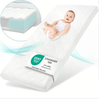 Sun Garden Babymatratze, Kindermatratze 70x140 cm mit Trittkante, Oeko Tex 100 Zertifiziert, Baby Matratze für Babybett, Kinderbett oder Reisebett, Bezug bis 60°C Grad waschbar