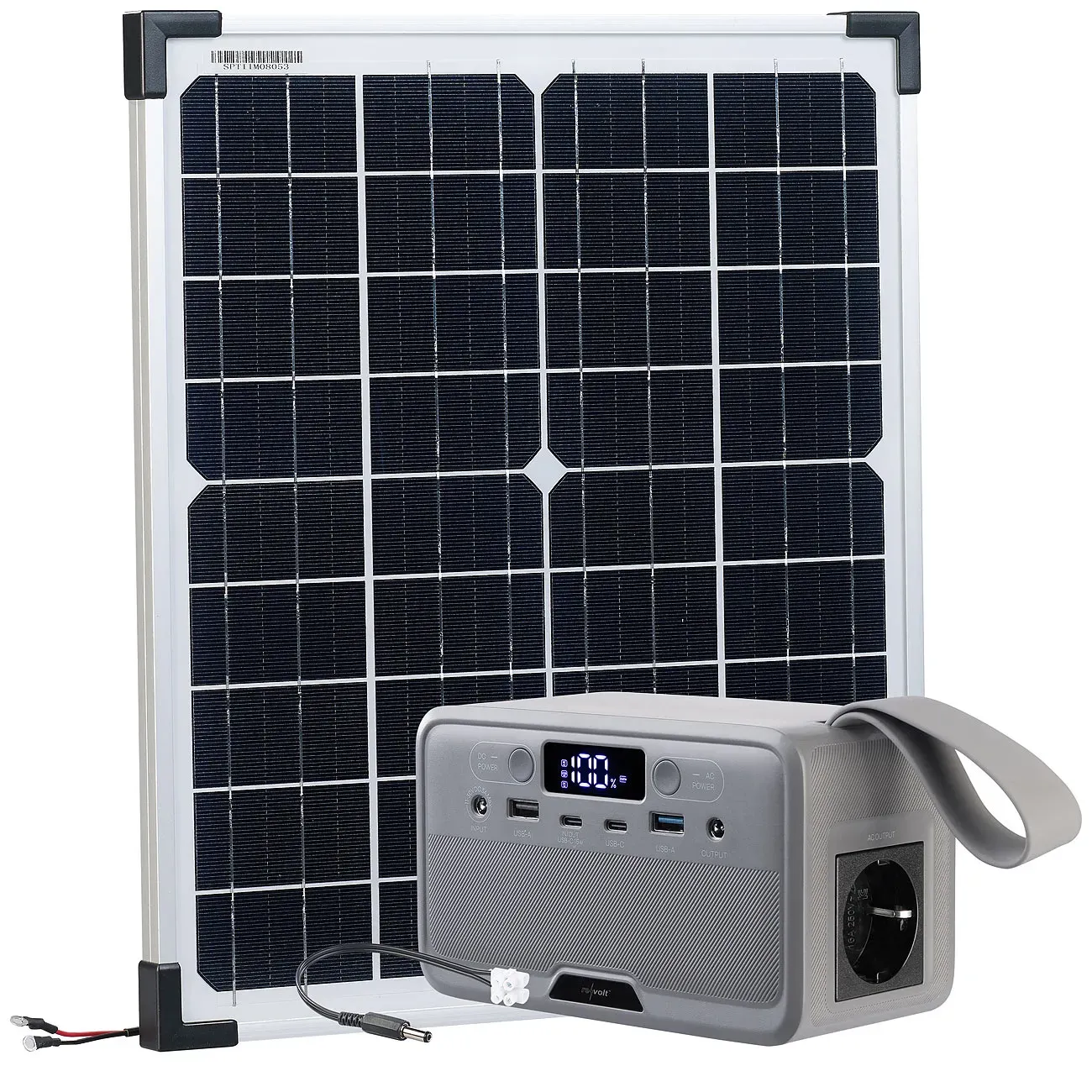 Solar-Set: Powerstation-Solargenerator mit Solarmodul, 89,6 Wh, 100 W
