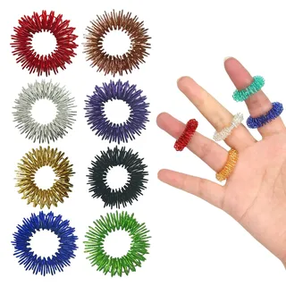 8-Stück Akupunktur Ring,Akkupressurringe,Akupressur Ring,Akupressurring,Massageringe für Finger,Fingermassagering,Arthrose Ringe,Akupressur Stressringe,Antistress Ring,Erwachsene Akkupressurringe
