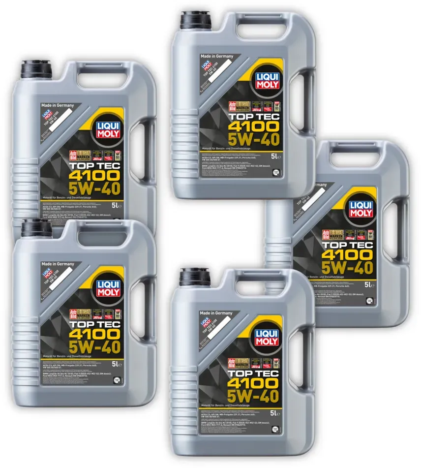5x Motoröl LIQUI MOLY 3701 Top Tec 4100 5W-40 Motorenöl Leichtlauf Motor Öl 5 Liter
