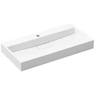 doporro Waschbecken Aufsatzwaschbecken Mineralguss Hängewaschbecken mit Nano-Beschichtung inkl. Ablaufgarnitur Col19