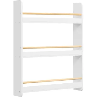 Songmics Bücherregal für Kinderzimmer, mit 3 Ebenen, weiß-naturfarben