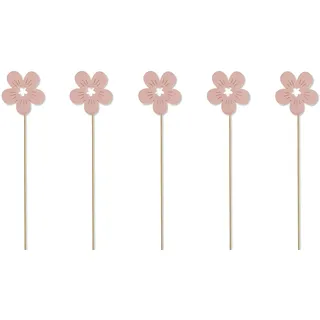 DARO DEKO Holz Blumen-Stecker Blüte rosa 5 Stück 7 x 36cm Dekostecker Blumenstab Blumenstab Holzstecker