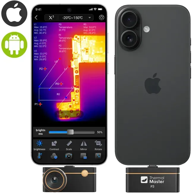 Thermal Master P3 Wärmebildkamera IOS+Android, 256x192px, SuperIR 512x384px, 35m...
