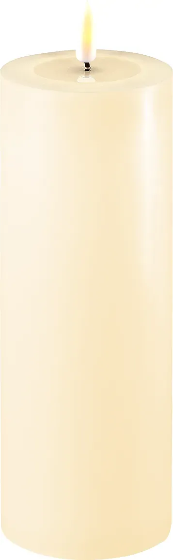 Deluxe Homeart LED Stumpenkerze Real Flame creme, Ø7.5 x H20cm, creme