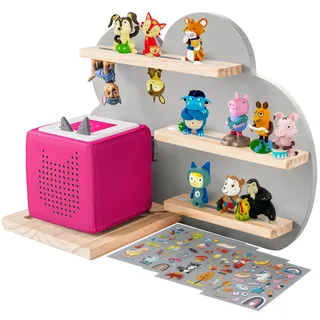 Milula Studios Tonie Regal Wolke für +20 Tonie Figuren - Toniebox Regal für Toniebox & Hörfiguren - Tonie Regal Mädchen & Junge - Tonie Aufbewahrung - Regal Tonie Figuren - Tonieregal Kinderzimmer