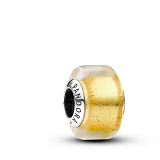 Pandora Moments Goldfarbenes Murano-Glas Mini-Charm aus Sterling Silber, Kompatibel Moments Armbändern, 793353C00