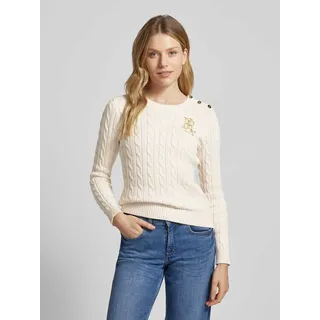 Strickpullover mit Label-Stitching Modell 'MONTIVA', Offwhite, XL