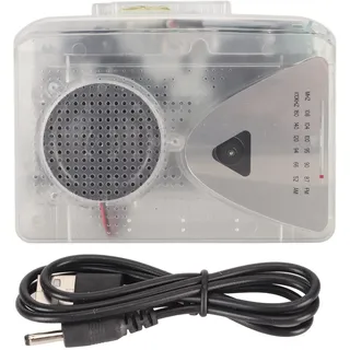 Tragbarer Kassettenspieler, Kassettenspieler, der MP3-Audiomusik über USB Aufnimmt, Unterstützt UKW-AM-Radio, Stereo, Persönlicher Kassettenspieler mit 3,5-mm-Kopfhöreranschluss (Transparent)