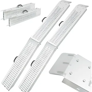 Arebos 2X Faltbare Auffahrrampen | Max. 400 kg belastbar,rutschfest,perforiert Laderampe für Auto oder Anhänger Auffahrrampe für Motorrad, und Kleinfahrzeuge, klappbar, Laderampen/Schienen | Silber