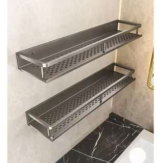 30x12x4 cm Grau 2 Stück Gewürzhalter Wandgewürzregal aus Aluminium -, Küchenregal ohne Bohren - Hängendes Gewürzregal - Csparkv