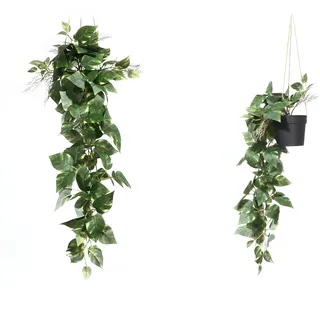 Acihety Künstliche Hängepflanze Efeutute mit Topf –Realistische Hängepflanze Künstlich für Innen und Außen –Hängepflanze Künstlich für Wand Büro Zimmer Regal Indoor Outdoor Deko