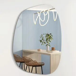 Albatros Designerspiegel Asymmetrisch 60 x 45 cm Wandspiegel oder Türspiegel, Moderne organische Form Spiegel Oval und Groß Asymmetrischer Spiegel