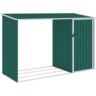vidaXL Garten Brennholzlager Grün 245x98x159 cm Verzinkter Stahl