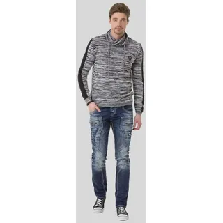 Cipo & Baxx Schalkragenpullover Pullover (1-tlg) mit Schalkragen grau L (54)